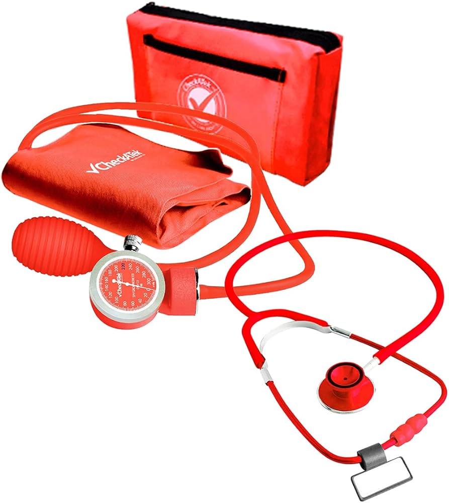 Kit Simple Baumanometro ECO. Aneroide Rojo (incluye Estetoscopio)