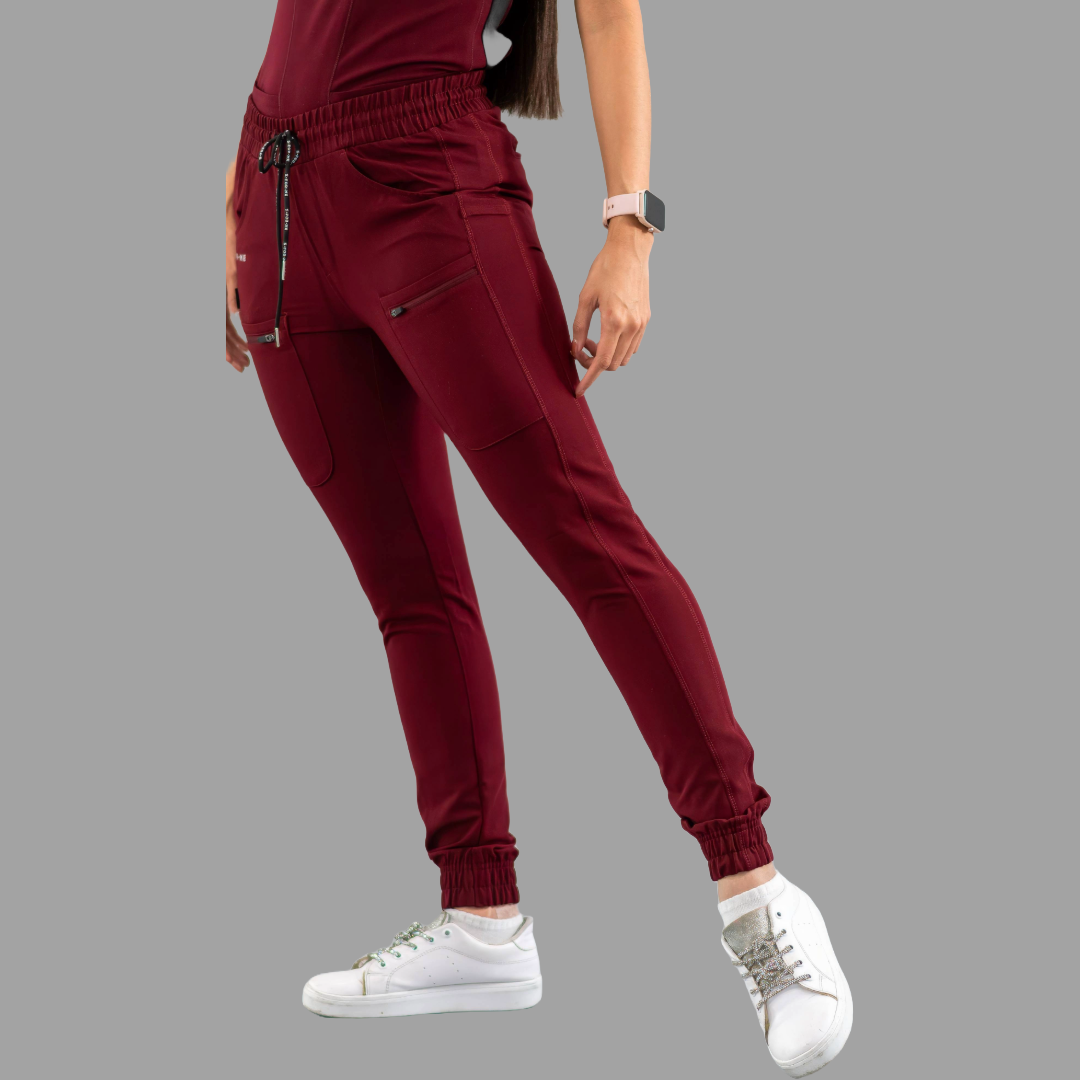 Jogger Quirúrgico Vino Mujer Antifluido, Scrubs 300