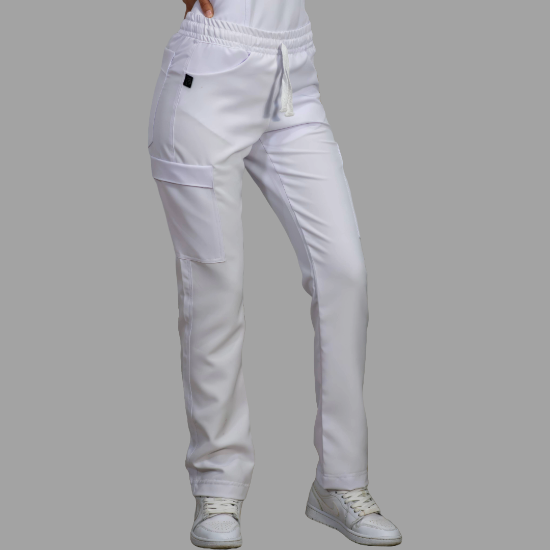Pantalon Mujer Resorte cintura 6 Bolsas Extra Blanco Antifluido