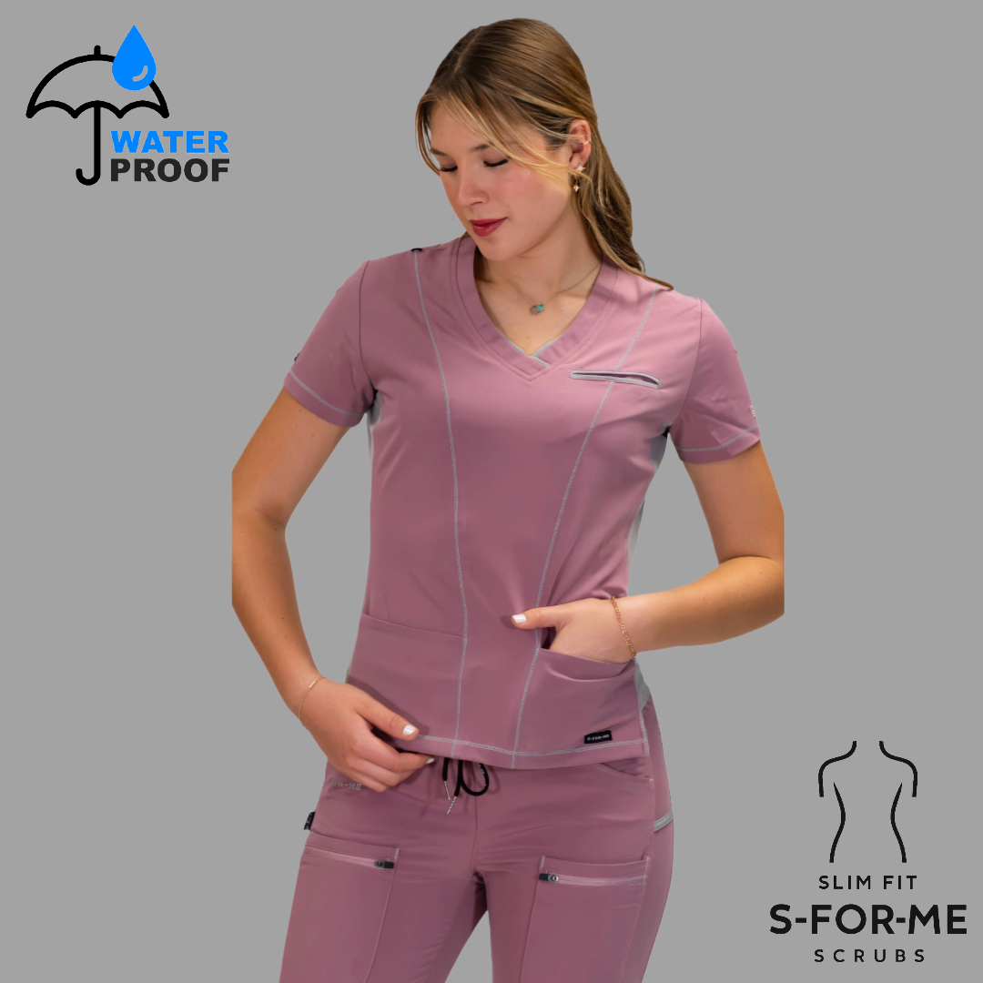 Filipina Quirúrgica Palo de Rosa/Gris 300 Mujer Antifluido, Scrubs 300