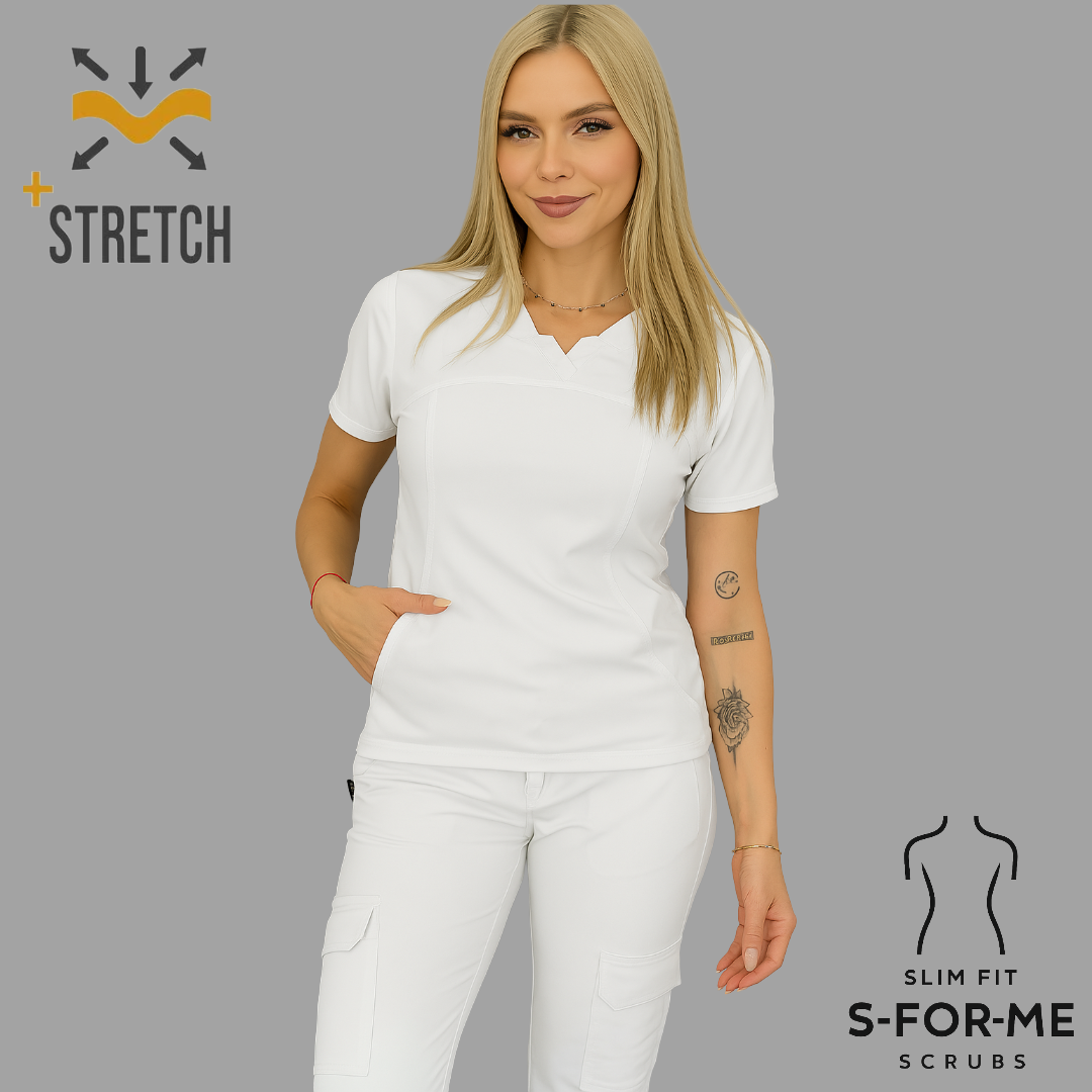 Women's Top 910 White, Superstretch Scrubs.