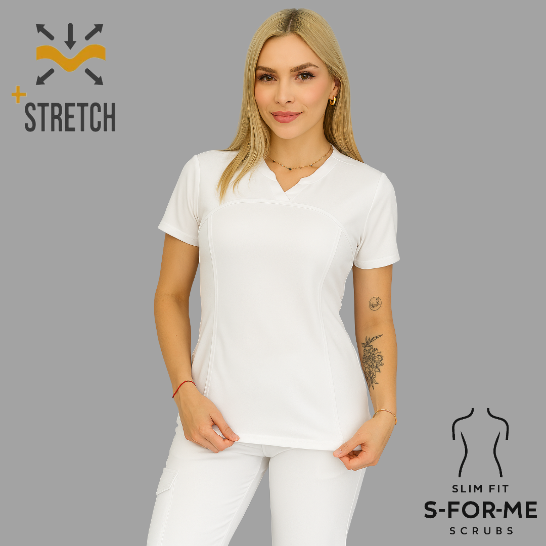 Women's Top 910 White, Superstretch Scrubs.
