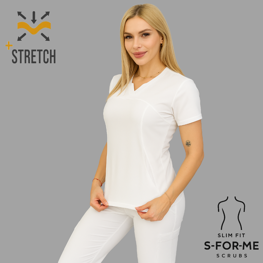Women's Top 910 White, Superstretch Scrubs.