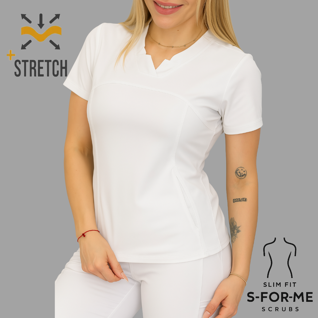 Women's Top 910 White, Superstretch Scrubs.
