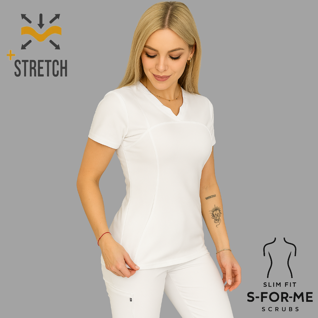 Women's Top 910 White, Superstretch Scrubs.