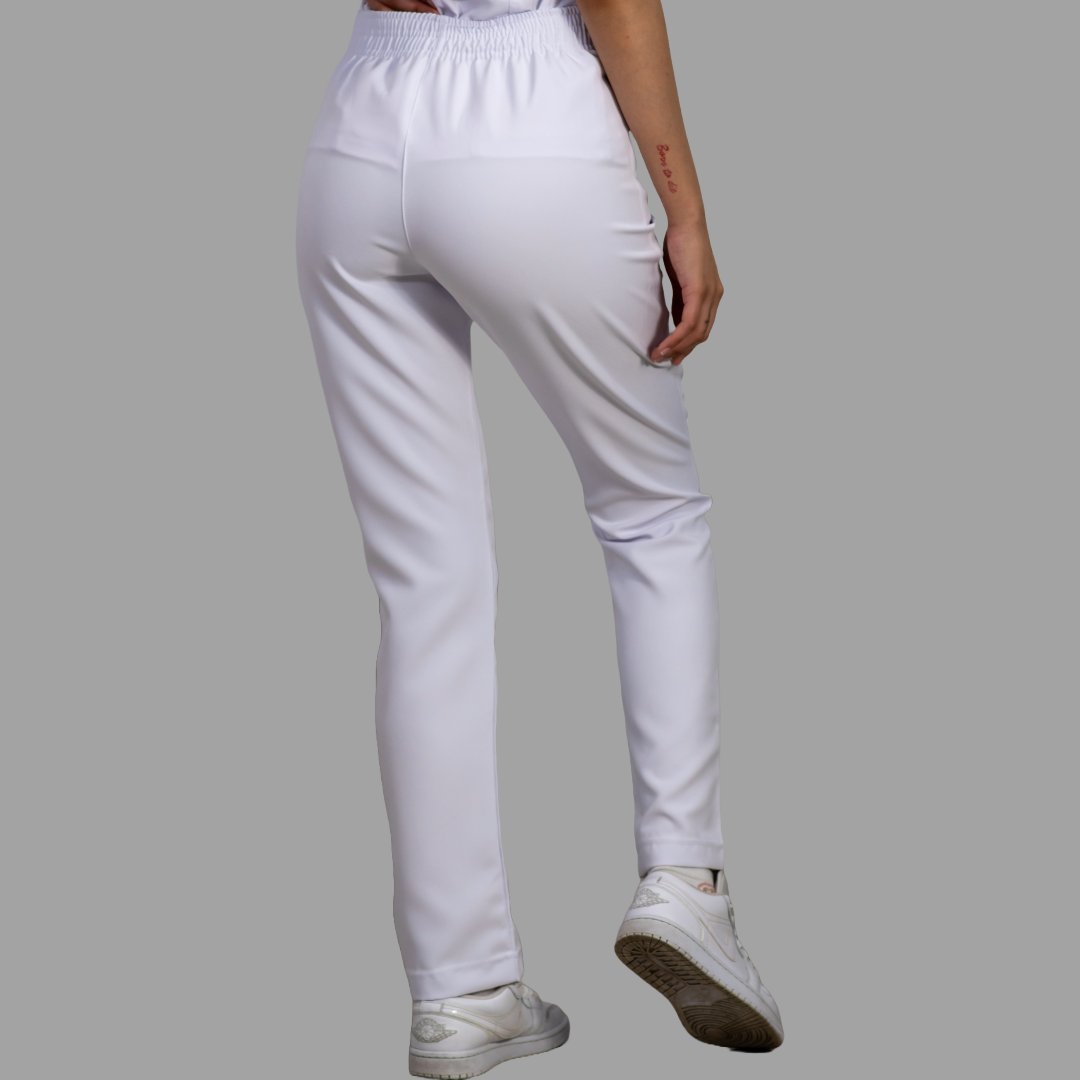 Pantalón Clínico Pure White Mujer Antifluido Pretina/ Resorte.