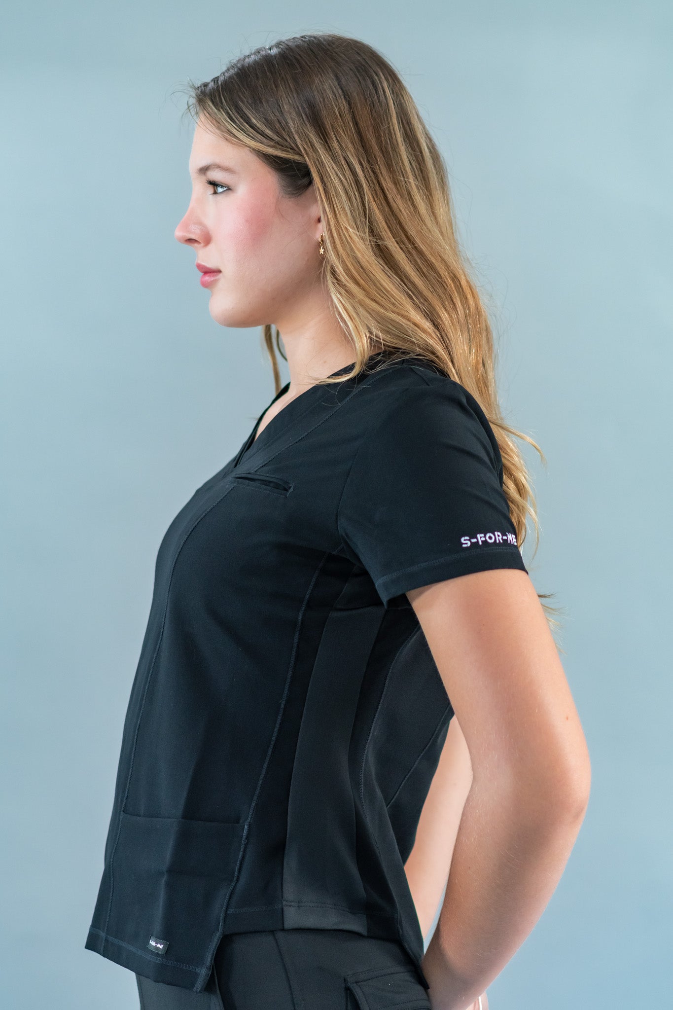 Filipina Quirúrgica Est. 301 Negra/Costado Stretch Negro Mujer, Scrubs Antifluido