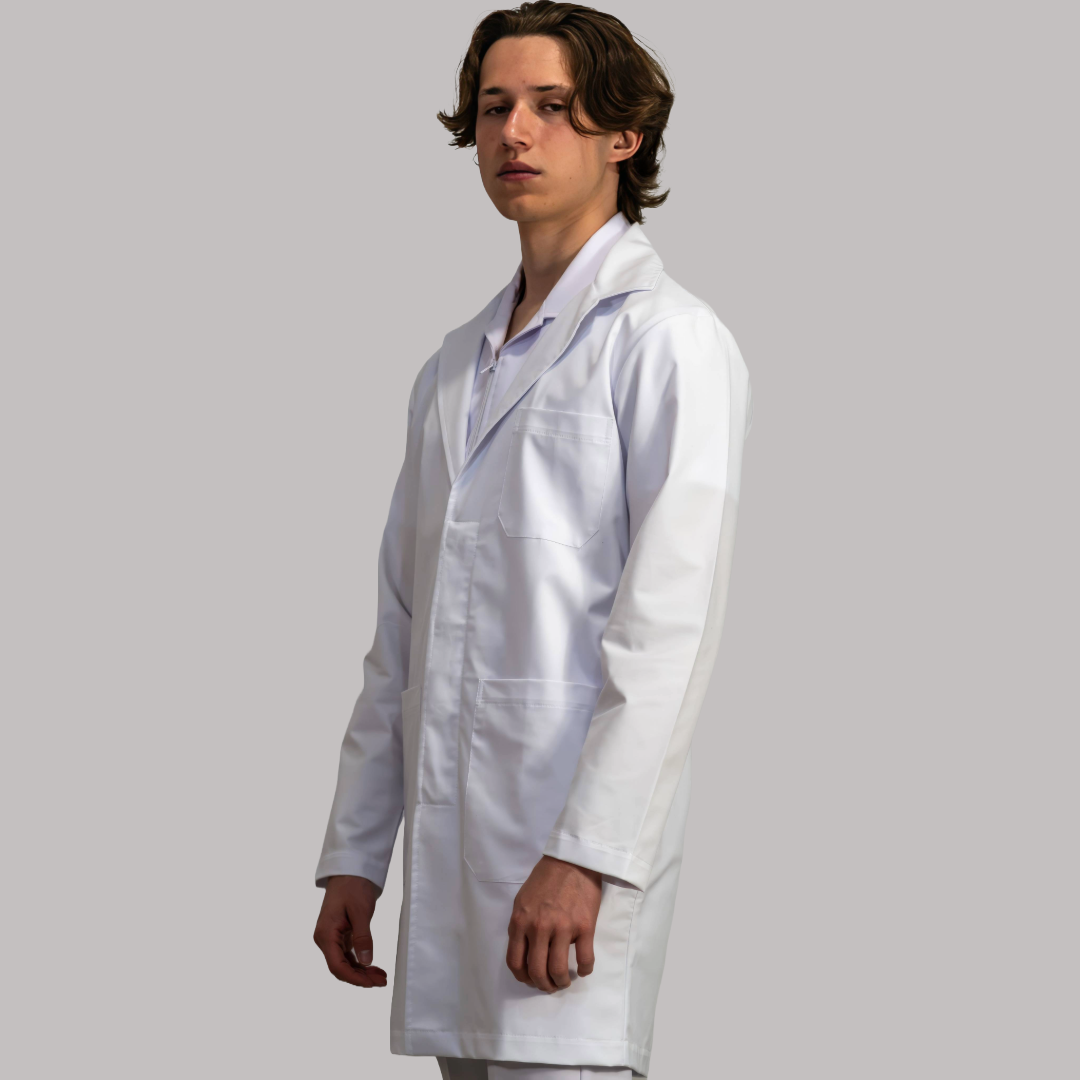 Bata Médica Blanca Hombre Antifluido Stretch Pure White