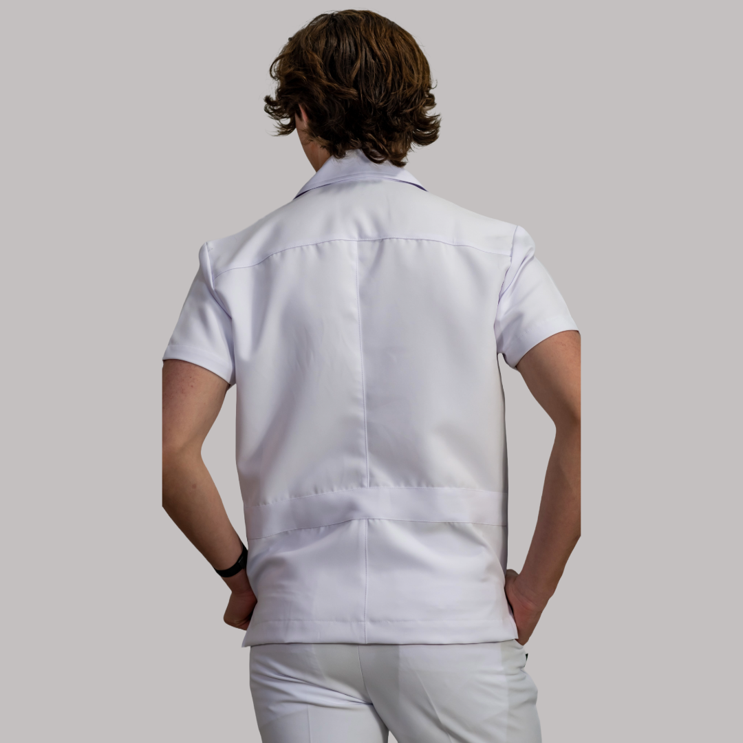 Filipina Hombre Blanca cuello sport con cierre Pure White antifluido