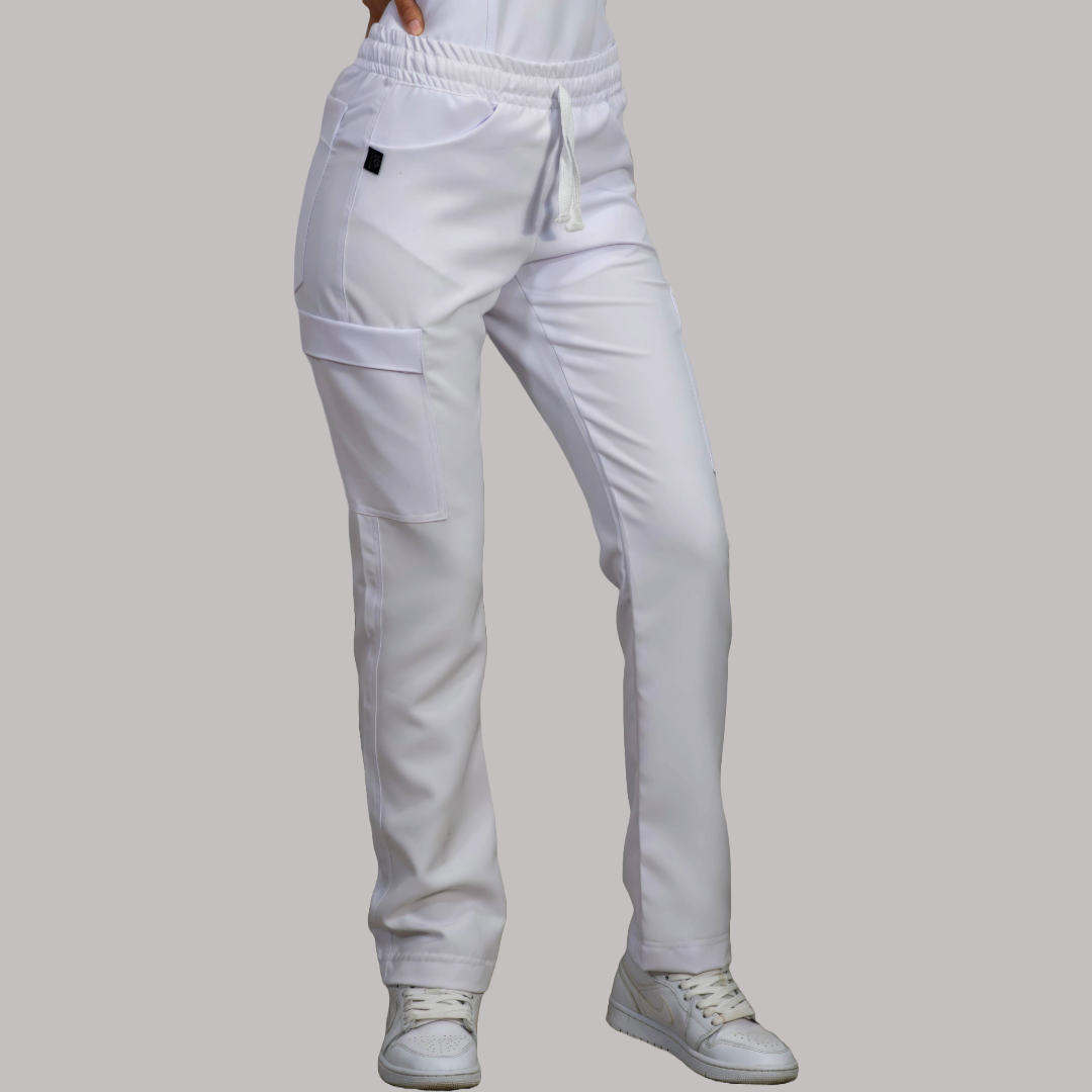 Pantalon Mujer Resorte cintura 6 Bolsas Extra Blanco Antifluido