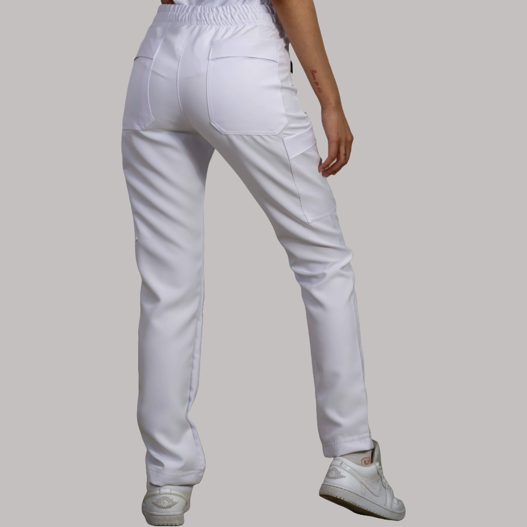 Pantalon Mujer Resorte cintura 6 Bolsas Extra Blanco Antifluido