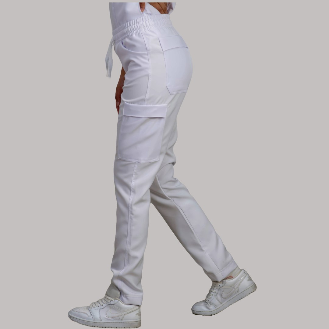 Pantalon Mujer Resorte cintura 6 Bolsas Extra Blanco Antifluido