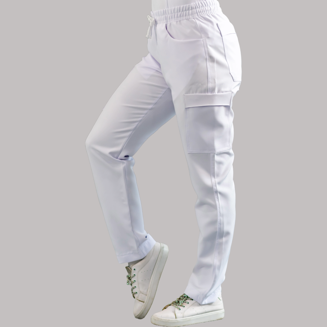 Pantalon Mujer Resorte cintura 6 Bolsas Extra Blanco Antifluido