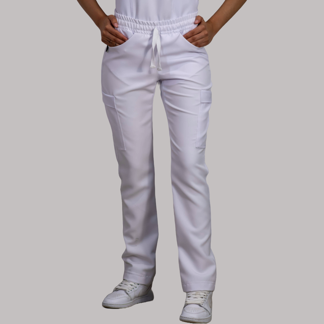 Pantalon Mujer Resorte cintura 6 Bolsas Extra Blanco Antifluido
