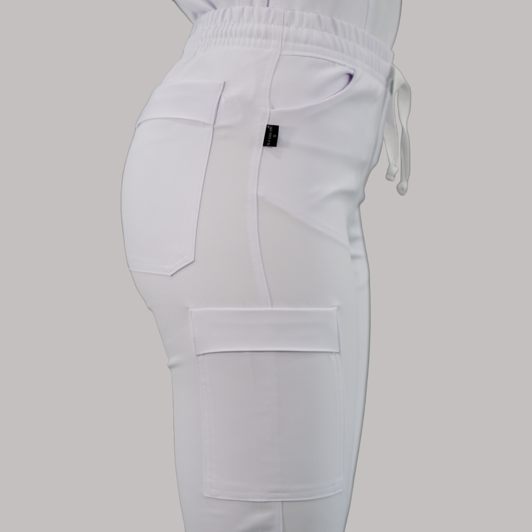 Pantalon Mujer Resorte cintura 6 Bolsas Extra Blanco Antifluido