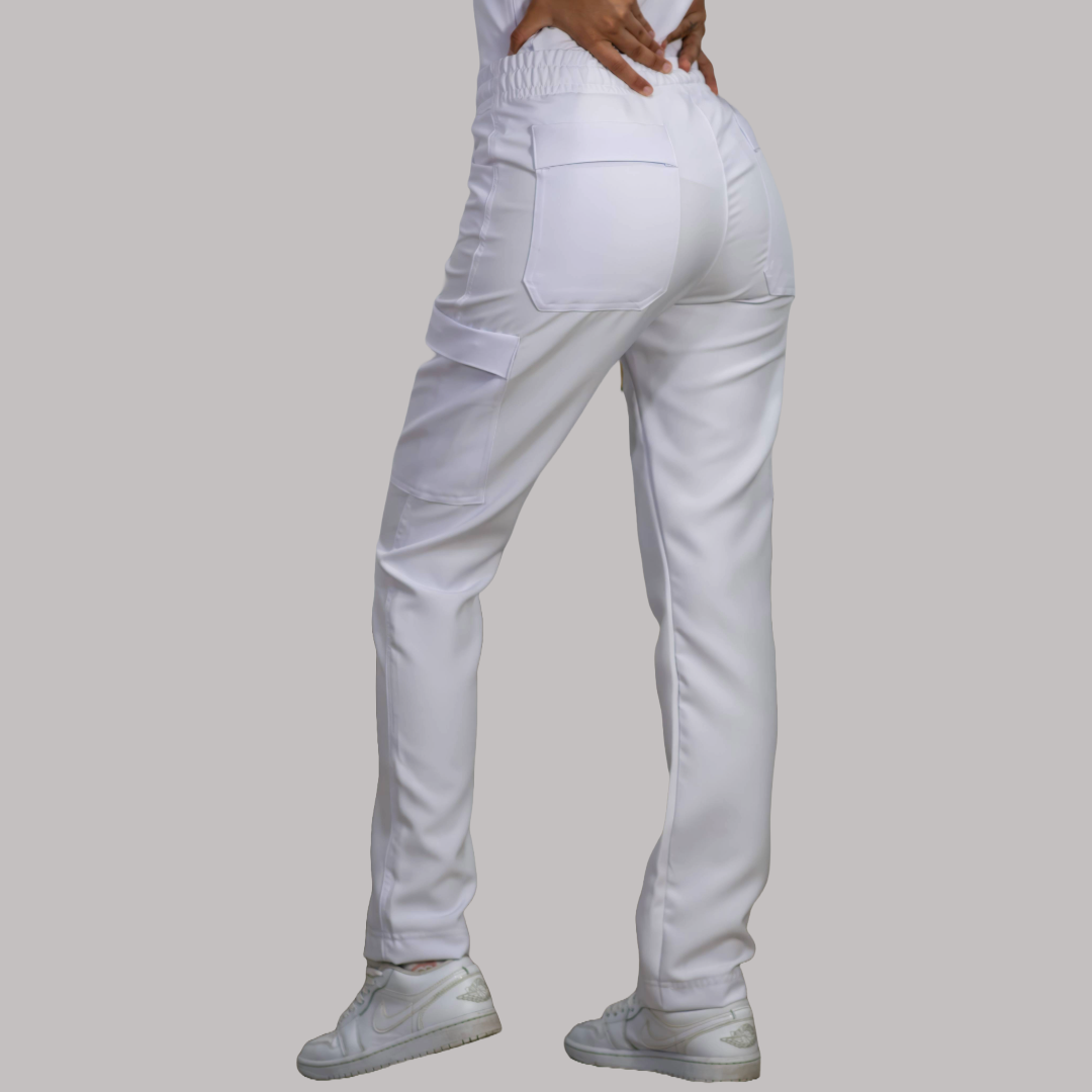 Pantalon Mujer Resorte cintura 6 Bolsas Extra Blanco Antifluido