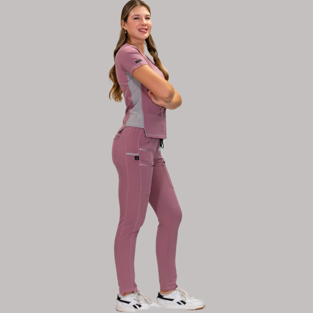 Filipina Quirúrgica Palo de Rosa/Gris 300 Mujer Antifluido, Scrubs 300