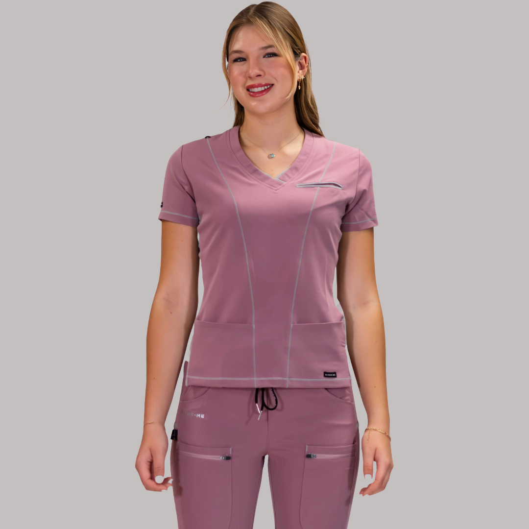 Filipina Quirúrgica Palo de Rosa/Gris 300 Mujer Antifluido, Scrubs 300
