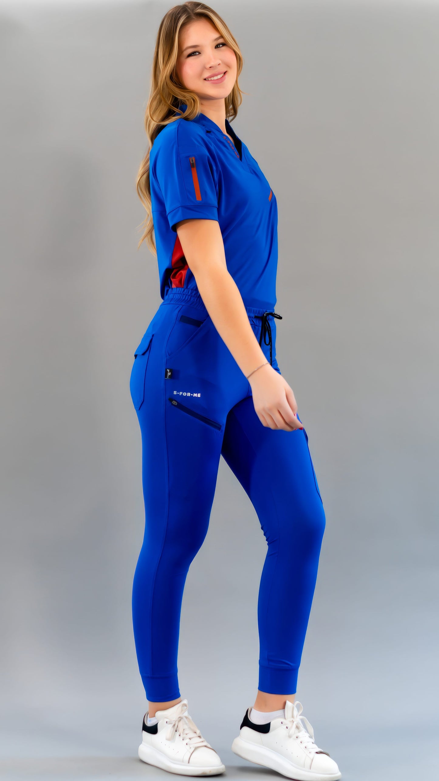 Filipina Unisex Quirúrgica Super Stretch Azul Rey/Chedron Mujer, Scrubs 905