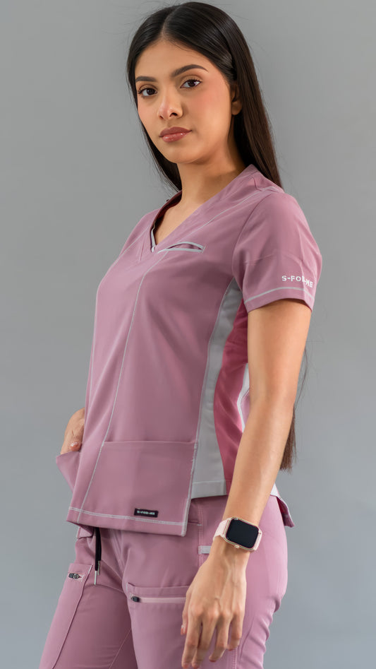 Filipina Quirúrgica Palo de Rosa/Gris/Rosa Mujer, Scrubs Antifluido Est. 300