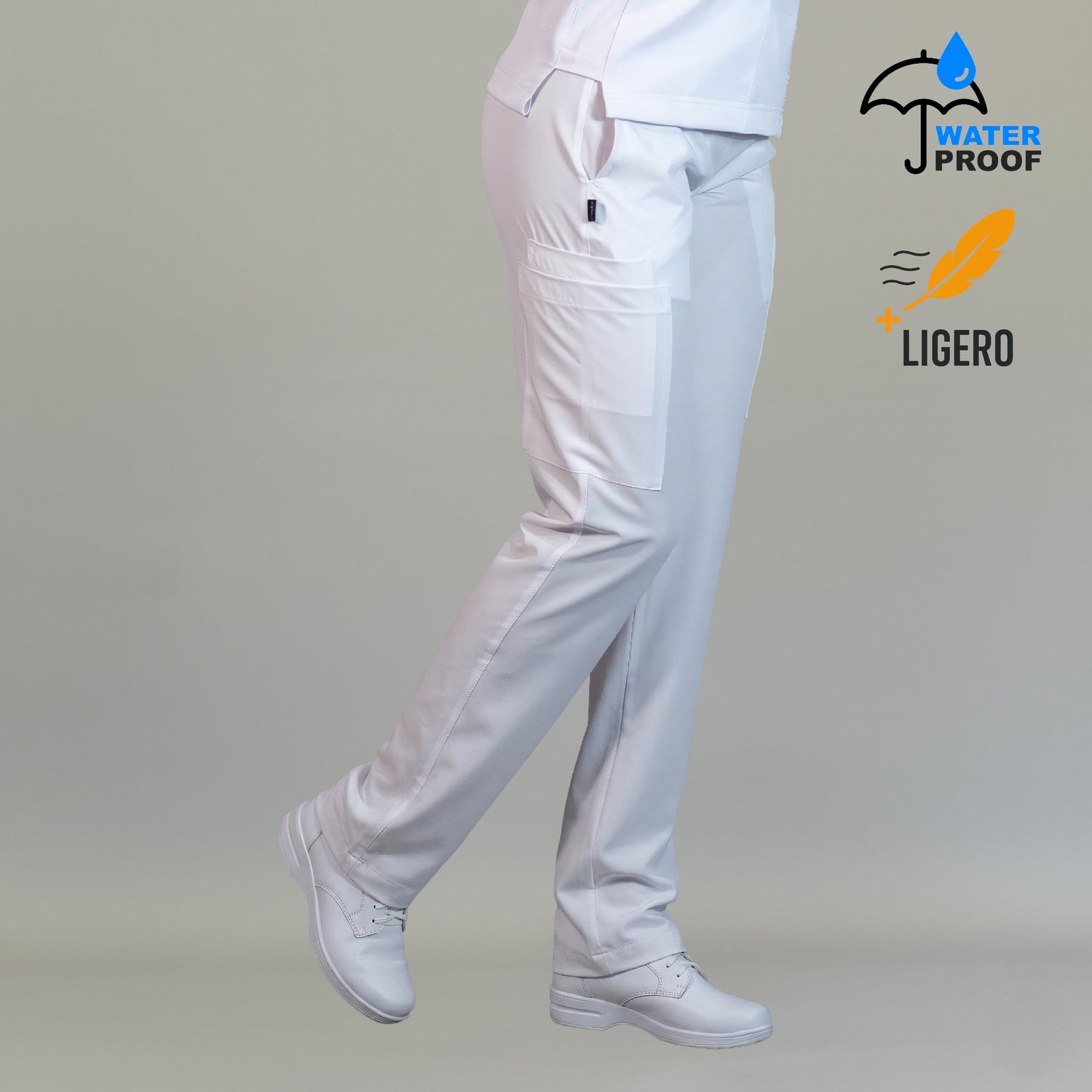 Pantalón quirúrgico blanco mujer 515 relaxed antifluido vista frontal