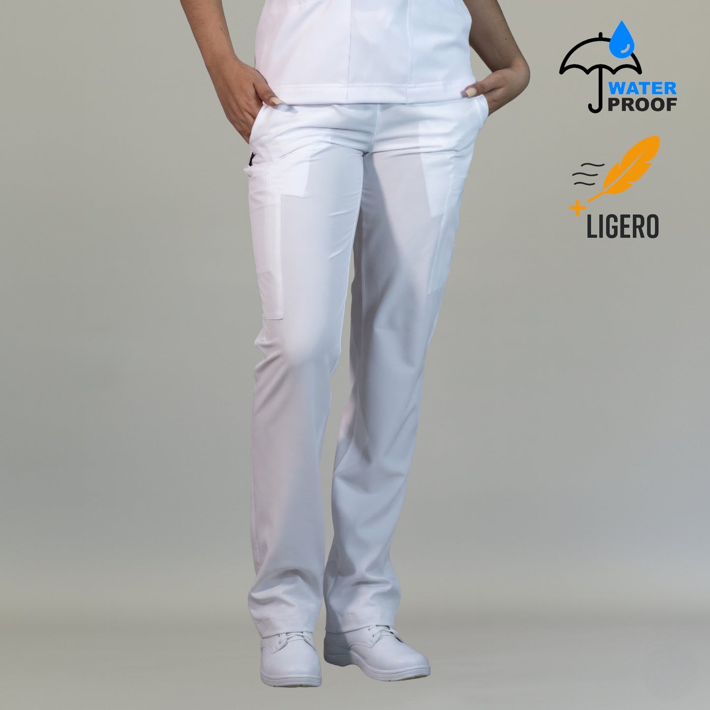 Scrub pantalón blanco mujer 515 cómodo para enfermería y medicina