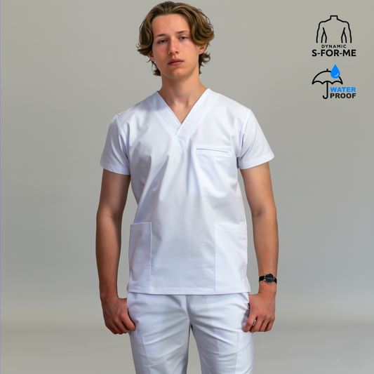 Filipina 501 Hombre Antifluido Alviero Stretch Blanca Cuello V