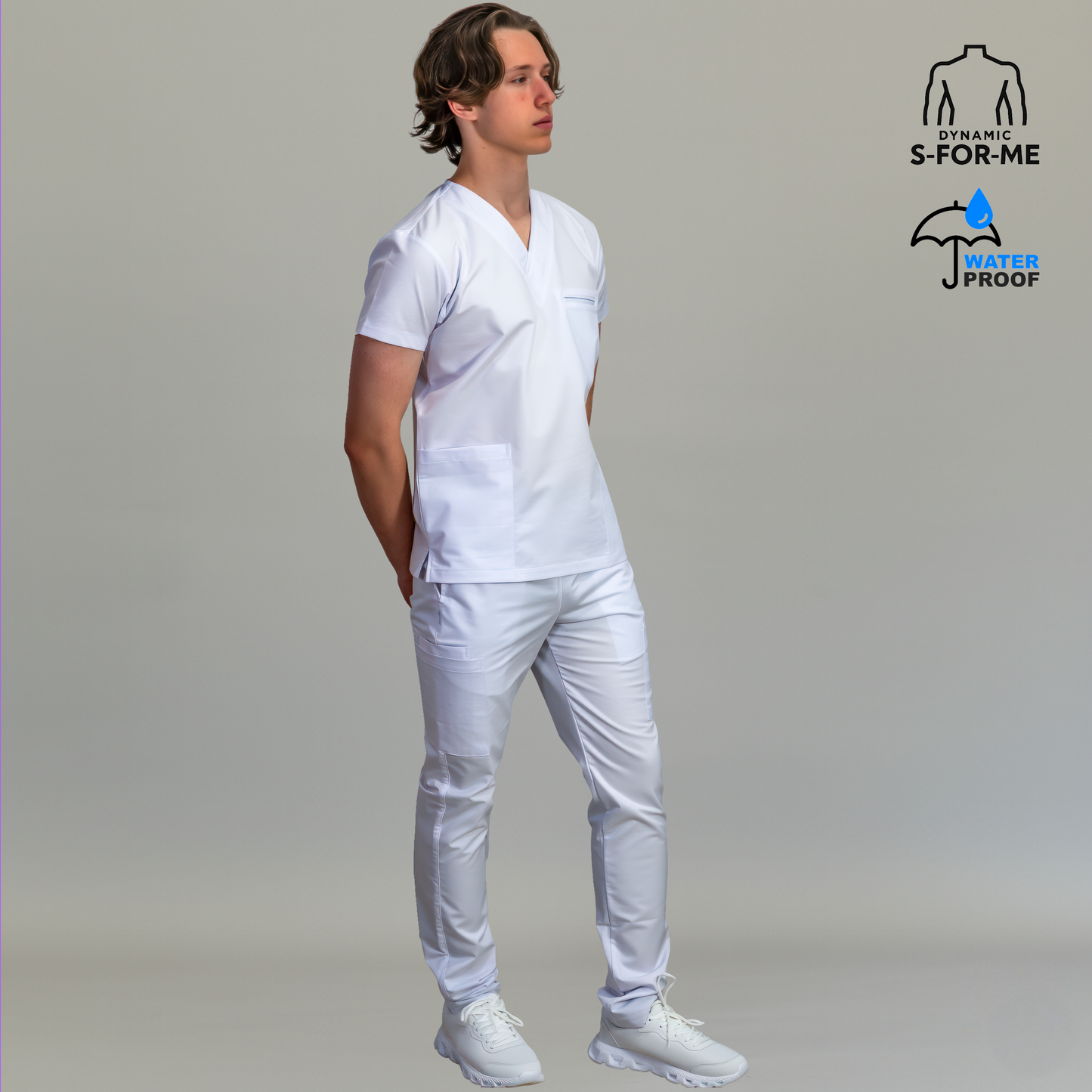 Filipina 501 Hombre Antifluido Alviero Stretch Blanca Cuello V