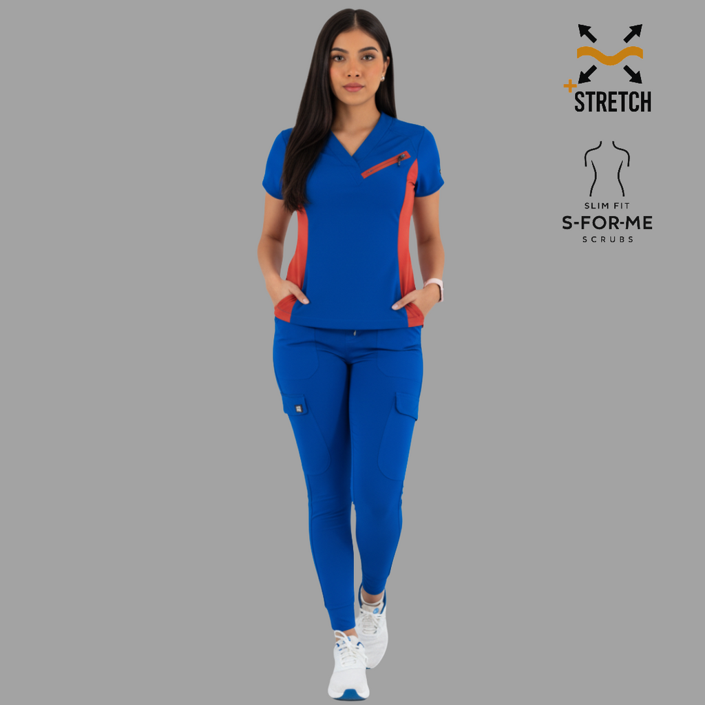Conjunto Quirúrgico Mujer · Modelo 905 Super Stretch · Azul Rey con Chedron