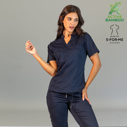Filipina Azul Marino Bamboo Quirúrgica Mujer S-FOR-ME 511 - Tela Bambú 160g