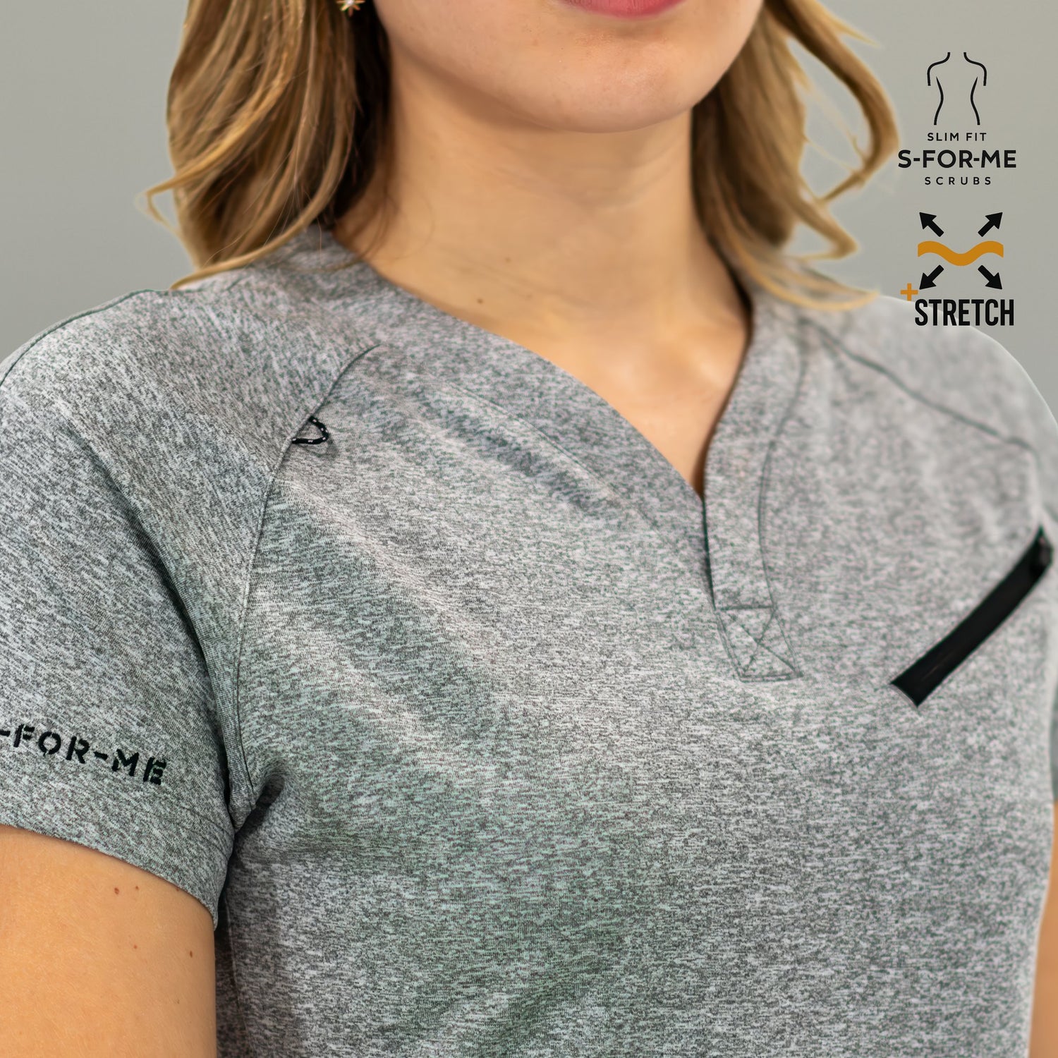 uniforme medico mujer en color gris super stretch para mujer