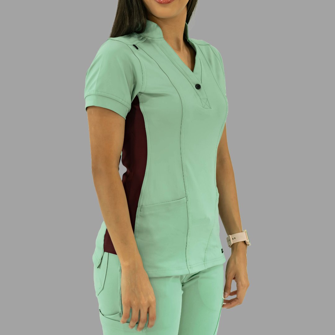 Filipina Médica para Mujer Modelo 930 Verde Menta y Vino Superstretch