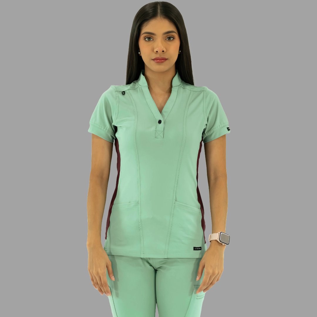 Filipina Médica para Mujer Modelo 930 Verde Menta y Vino Superstretch
