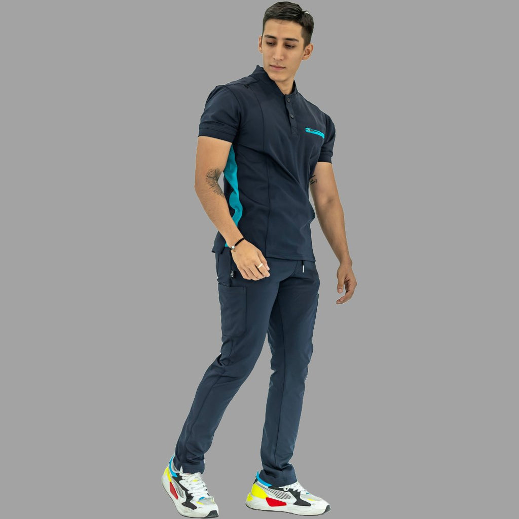 Men's Top 930 Navy-Green Super Stretch, Scrubs 930