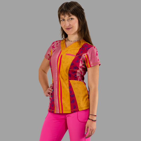 Filipina Quirúrgica Estampada Vistas en Fiusha, Scrubs 501 F.W Mujer (Uniformes Médicos)
