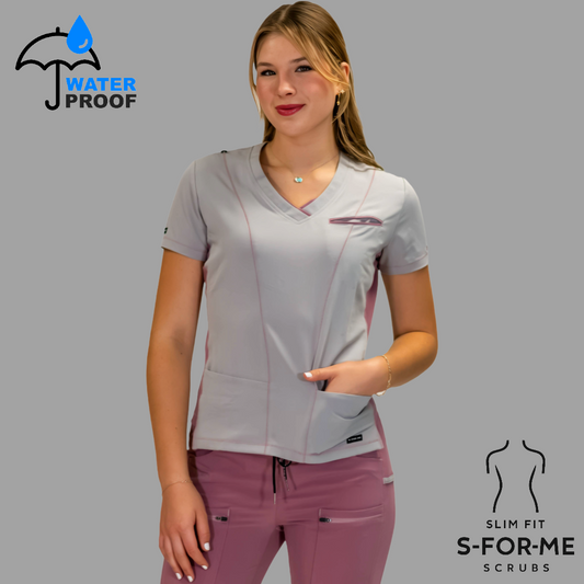 Filipina Quirúrgica Gris Perla/Rosa Mujer Antifluido, Scrubs 300