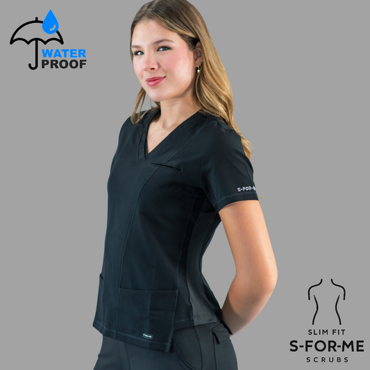 Filipina Quirúrgica  Est. 301 Negra/Costado Stretch Negro Mujer, Scrubs Antifluido
