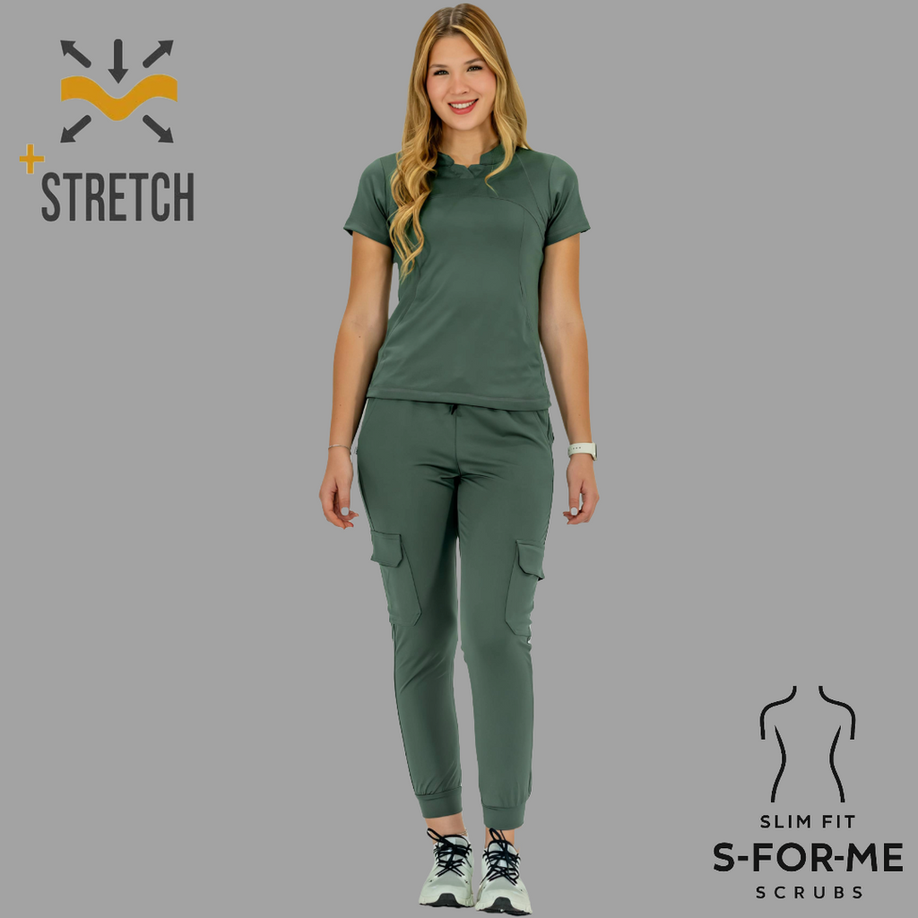 Filipina Quirurgica, Mujer Verde Pino Super Stretch, Scrubs 910