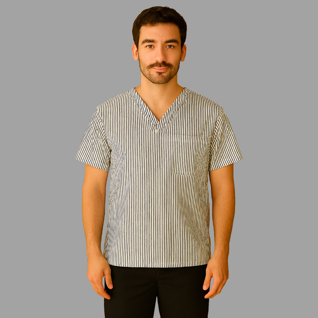 Filipina Rayas Blancas /Gris cuello V. Hombre
