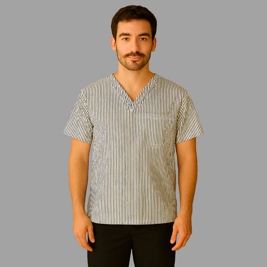 Filipina Rayas Blancas /Gris cuello V. Hombre