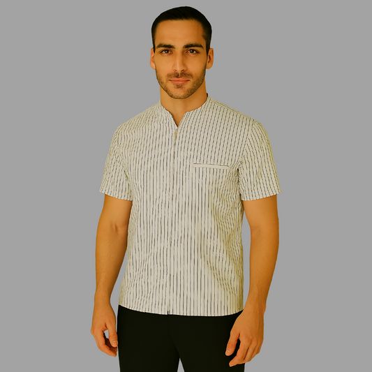 Filipina Mao Lineas Blanco-Negro Con Cierre Hombre