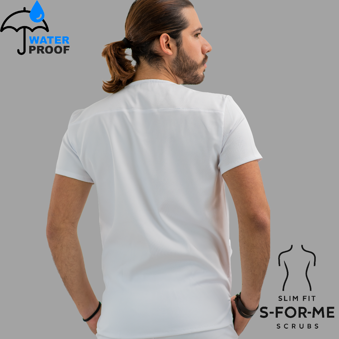 Filipina 501 Hombre Antifluido Alviero Stretch Blanca Cuello V