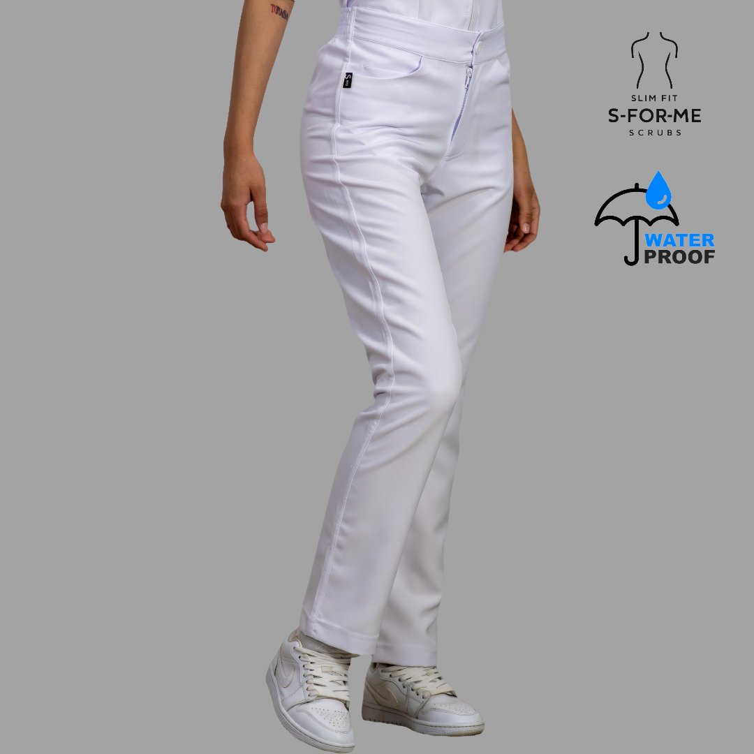 Pantalón Clínico Pure White Mujer Antifluido Pretina/ Resorte.