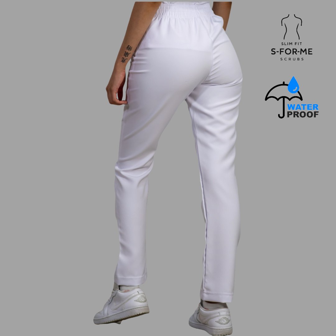 Pantalón Clínico Pure White Mujer Antifluido Pretina/ Resorte.