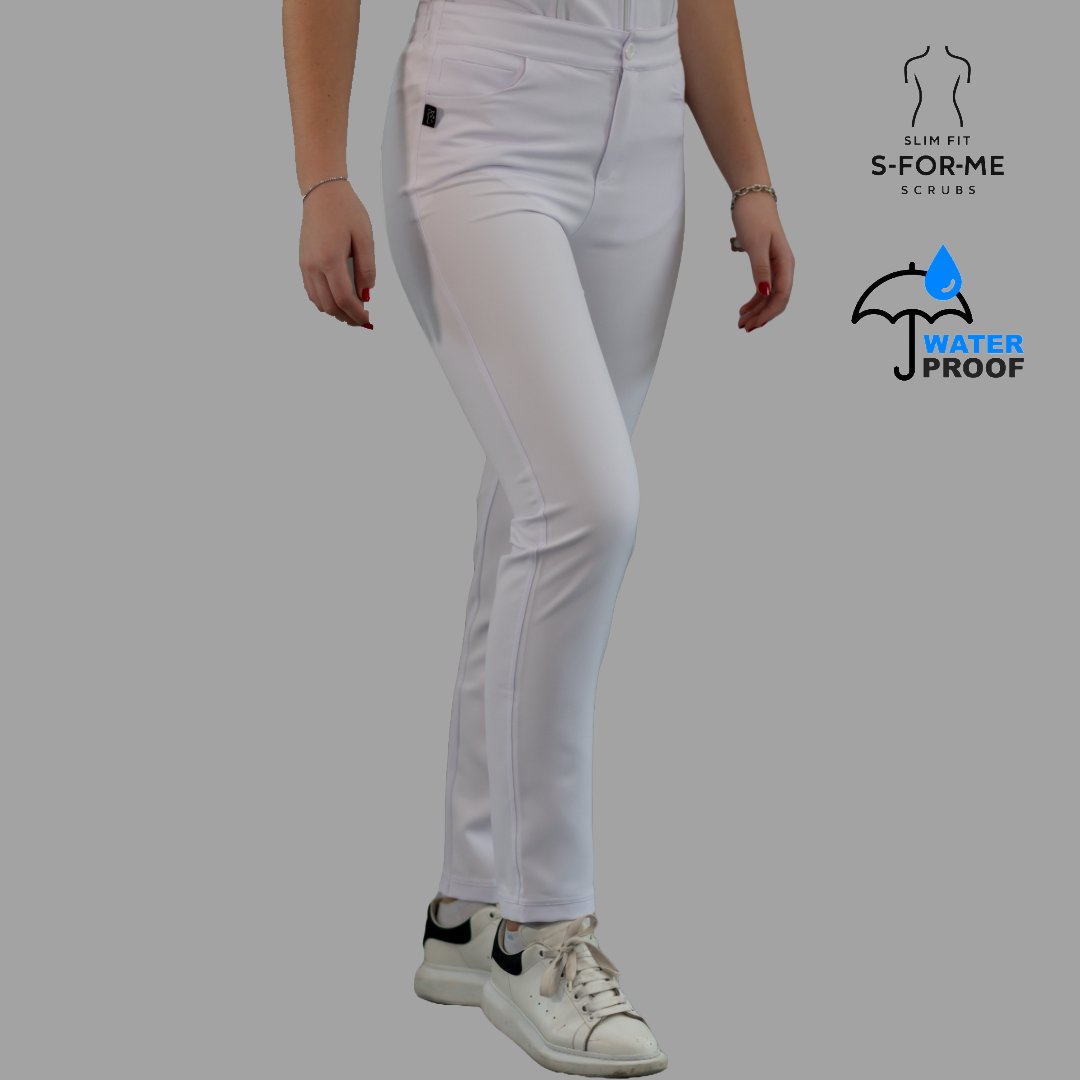 Pantalón Clínico Pure White Mujer Antifluido Pretina/ Resorte.
