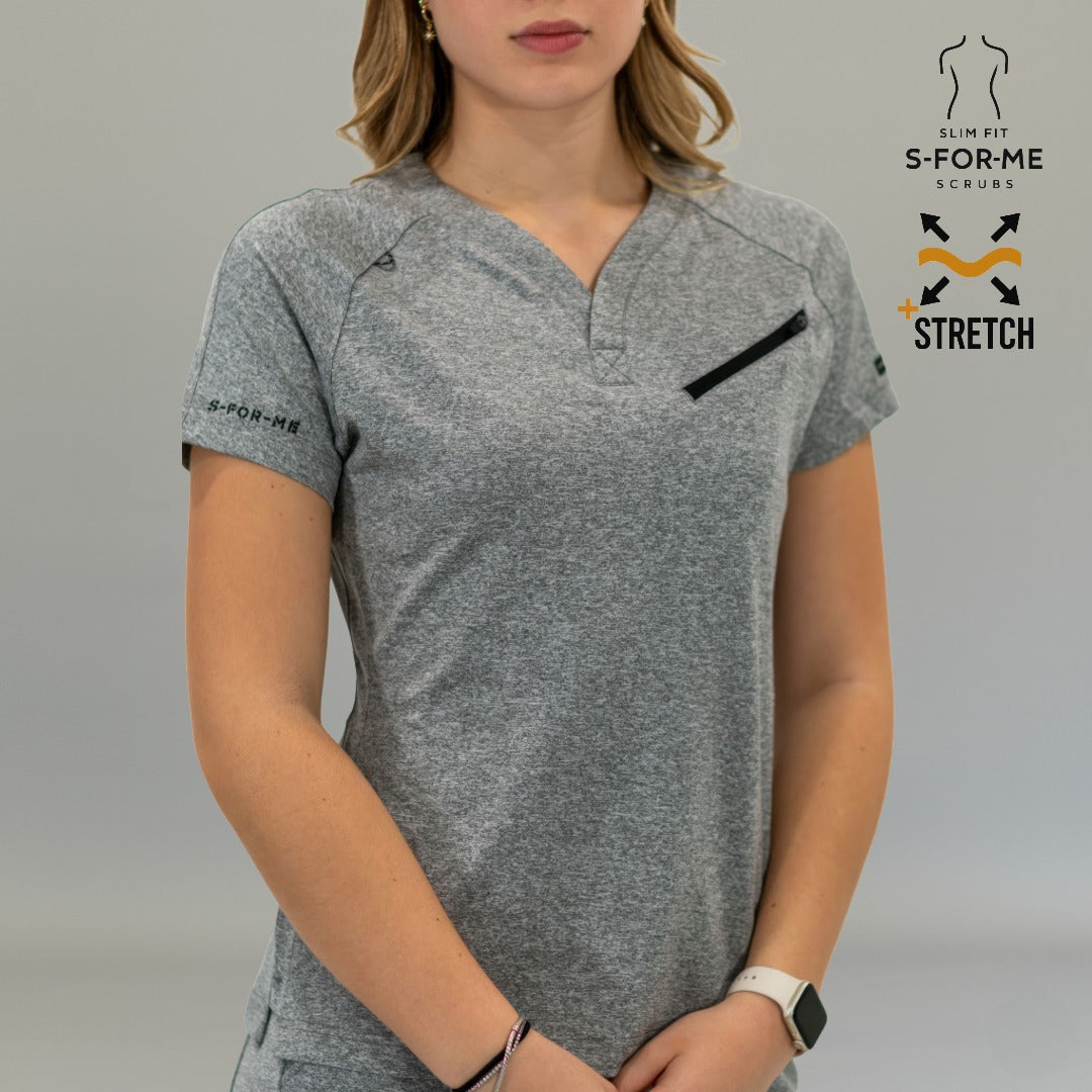 Filipina Quirúrgica Mujer Super Stretch Gris Jaspeado, Scrubs 905