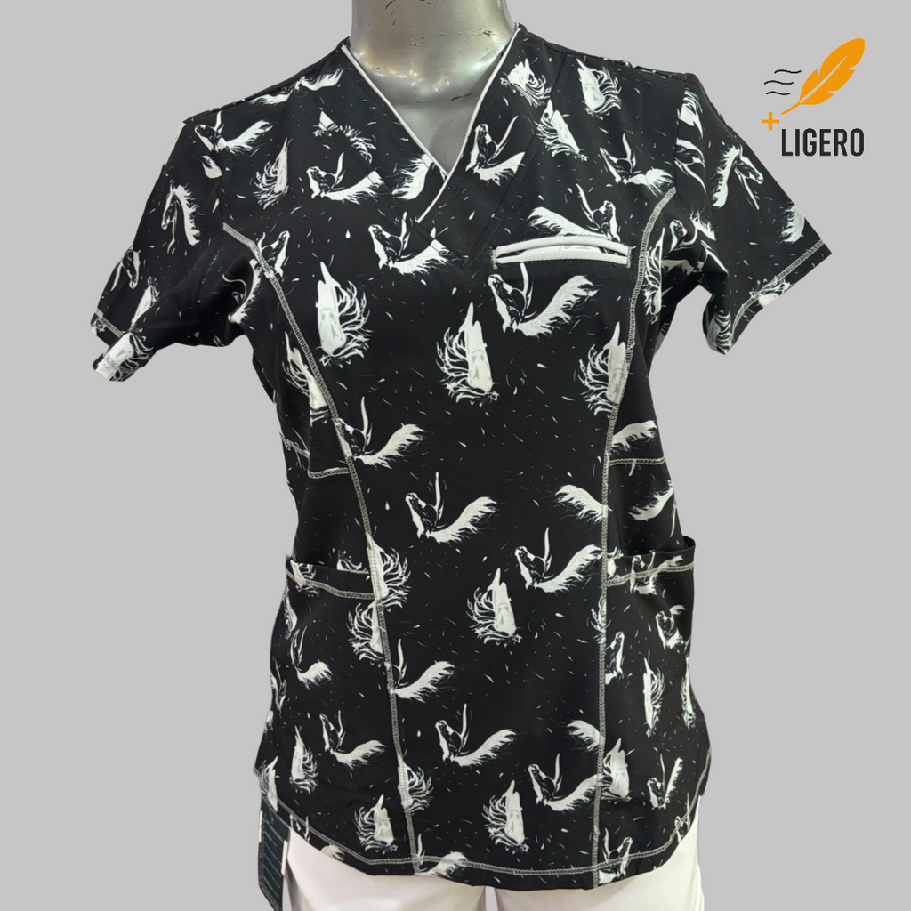 Filipina Quirúrgica 501 Caballos Black, Scrubs F.W. Mujer (Uniformes Médicos)