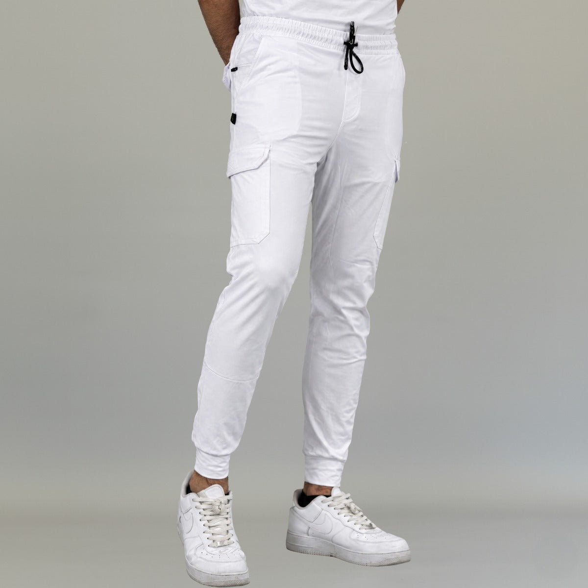 Vista frontal del jogger quirúrgico blanco hombre Scrubs 901 Super Stretch