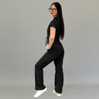 Jumpsuit Quirúrgico Mujer Estilo 945 Negro Super Stretch Manga Corta