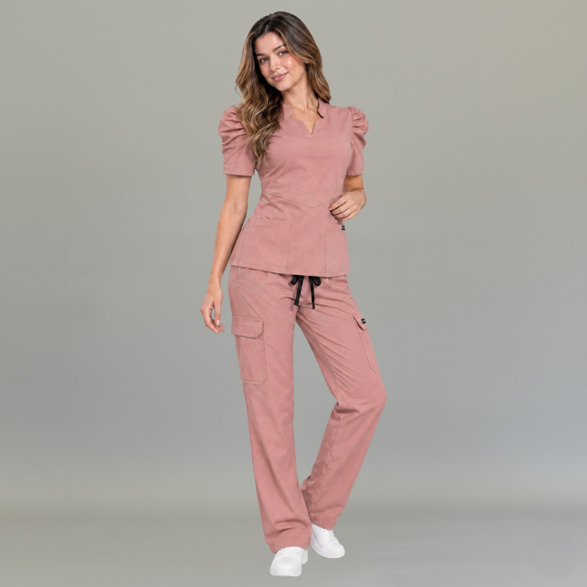 Pantalón Quirúrgico mujer 940 rosa palo Super Stretch | Cargo recto — vista 7 de 7
